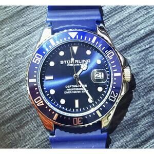 Rare Stuhrling Mens Depthmaster 100M Diver Watch Exc Cond